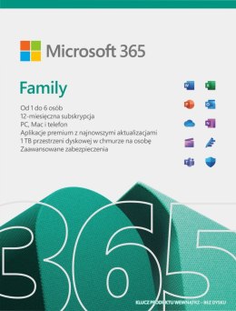 Microsoft 365 Family PL P10 1Y 6Users Win/Mac Medialess Box 6GQ-01940