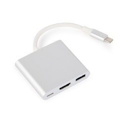 Adapter GEMBIRD A-CM-HDMIF-02-SV USB Typu C - HDMI + USB-A + USB-C