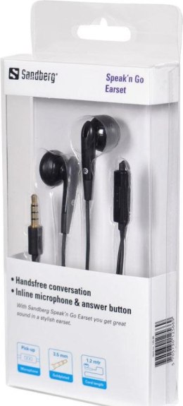 Słuchawki douszne z mikrofonem SANDBERG 125-66 (1.2m /3.5 mm wtyk/Czarny)