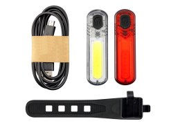 Zestaw lamp rowerowych Mactronic DuoSlim, 60 lm/18 lm, zestaw (akumulatory, uchwyty, kabel USB), (brak opakowania)