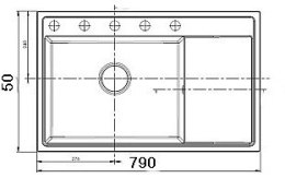 Zlewozmywak granitowy jednokomorowy z ociekaczem PYRAMIS CAMEA 79x50 1B 1D L 070074301 czarny (czarny nakrapiany)