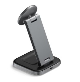 Satechi 2-in-1 Foldable Charging Stand - składana podstawka ładująca Qi2 do dwóch urządzeń (space gray)