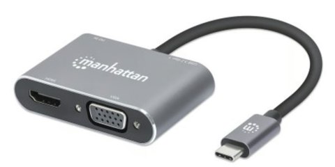 Adapter MANHATTAN 130691 USB-C do VGA, HDMI, USB-A oraz USB-C